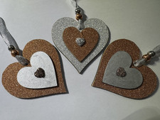 Set 3 cuori in legno