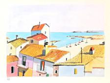 Aldo RISO incisione  firmata, certificata e  dipinta a mano 60 x 80.