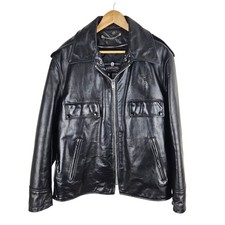 Giacca pelle Fidelity uomo 42 grande nera polizia americana vintage anni 80