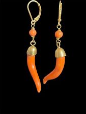 Orecchini in Corallo portafortuna corno napoletano
