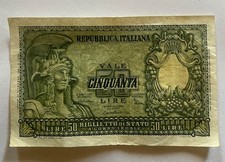 BANCONOTA REPUBBLICA ITALIANA 50 LIRE 31-12-1951 ITALIA