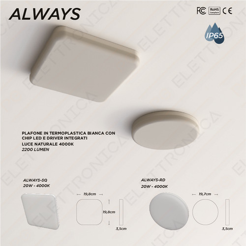 Plafoniera 20w led bianca