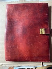 Cartella vintage in pelle con blocco per appunti e porta documenti