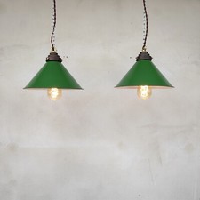 Coppia (2) di lampade Industriali originali Vintage a sospensione Smaltate