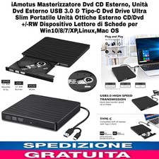 Masterizzatore Dvd CD Esterno x PC,lettore Dvd CD Esterno USB3.0 & Tipo-C Dvd Dr