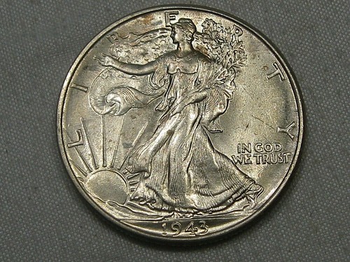 Unc 1943 walking liberty mezzo - unc,