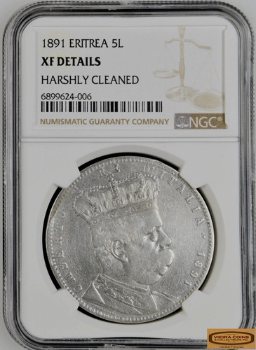 1891 eritrea lire ngc xf - eritrea, 5