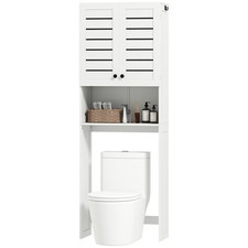 HOMCOM Mobile Bagno con Armadietto a 2 Ante e Ripiano Aperto in Legno Bianco
