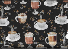 Tessuto novità 45" 100% cotone "It's Coffee Time" di Benartex Fabrics