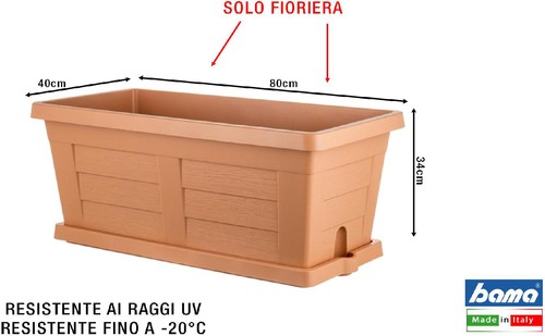 Bama fioriera effetto legno - effetto, cm