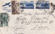 17616-EX COLONIE ITALIANE, ERITREA,POSTA AEREA 50c.+ 1+1 LIRE + 25 c.,P.M. 130 E
