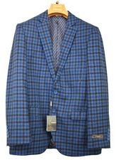 Vitarelli Men Blue Plaid Notch