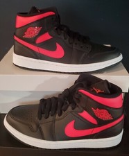 NEW AUTHENTIC NIKE AIR JORDAN 1 MID  "BLACK SIREN RED" WOMEN'S US 8.5