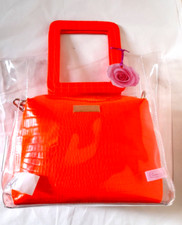 Borsa CAMOMILLA MILANO in ecopelle di coccodrillo arancione trasparente nuova con etichetta