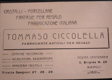 1900 NAPOLI S.BRIGIDA PUBBLICITA' TOMMASO CICCOLELLA ARTICOLI REGALO CRISTALLI