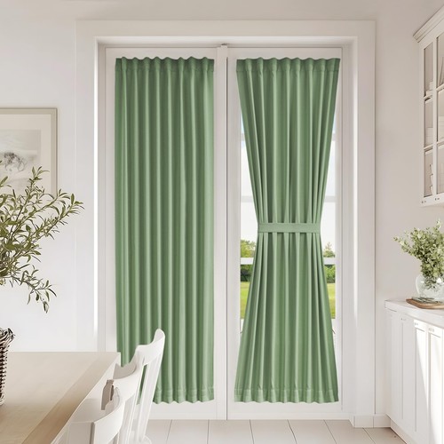 Sage green door curtains - green,