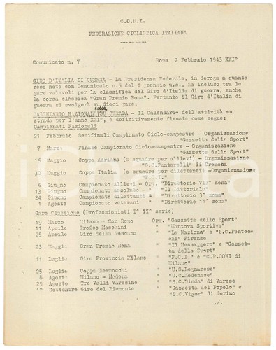 1943 coni ciclismo giro - coni,
