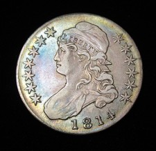 1814 Bast Mezzo Dollaro 50C Bellissimo Vecchio Toning