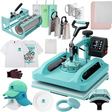 Combo 8 IN 1 T-Shirt Pressa di Calore Trasferimento Macchina 15"x15" Sublimazione Swing Away
