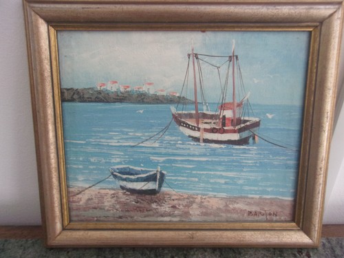 Huile sur toile marine - marine, signée