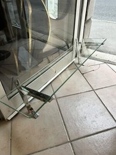 GRANDE MENSOLA 70s CRISTALLO STAFFE ACCIAIO CROMATO ITALIAN DESIGN OLD SHELF