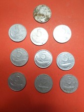 lot of 10 Italian 5 lire coins