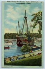 1940 Chicago Illinois IL Postcard Jackson Park Replica Christopher Columbus Boat