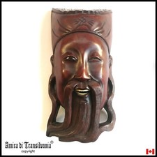 japanese antique hannya noh vintage samurai mask wood antiquarian collectible