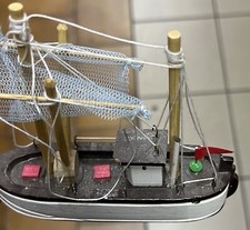 Modellino di Barca a Vela Dinghy Legno Vele Cotone Arredo Mare Nautico Marinaro