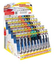 Espositore completo di 150 penne assortite per ritocco carrozzeria - 50 colori
