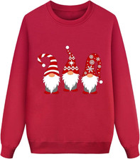 Set Tris Di Felpe Famiglia Natale Rosse Maglie Natalizie per Papà Mamma Bambino 