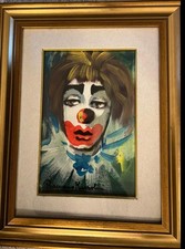 MUSSOLINI ROMANO - Pagliaccio Tecnica mista 20x30 Certificato FIAR