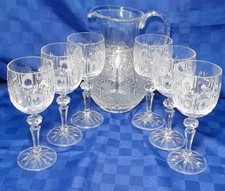 Brocca Bicchieri Set in Cristallo di Boemia 7 Pezzi Antiquariato Antiquitäten