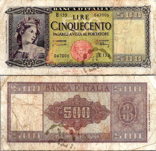 Italy 500 lire - 1947, pick#