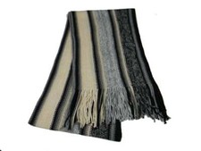 SCIARPA UOMO A RIGHE GRIGIA NERA BEIGE GRIGIO NERO LANA ACRILICO MODA GIOVANE