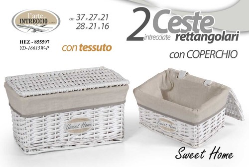 Cestini vimini con coperchio - cestini,