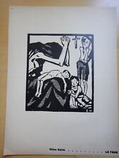 1925 circa-XILOGRAFIA-EBBA HOLM danese-LA FAME-ORIGINALE-FRANCESCO NONNI