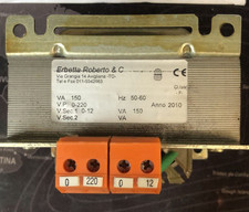 TRASFORMATORE LAMELLARE PRIMARIO 0/220 SECONDARIO 0/12 150VA