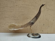 ANTICA ANNI '30 SCULTURA STATUINA SOPRAMMOBILE UCCELLO PAVONE IN CORNO H cm.32