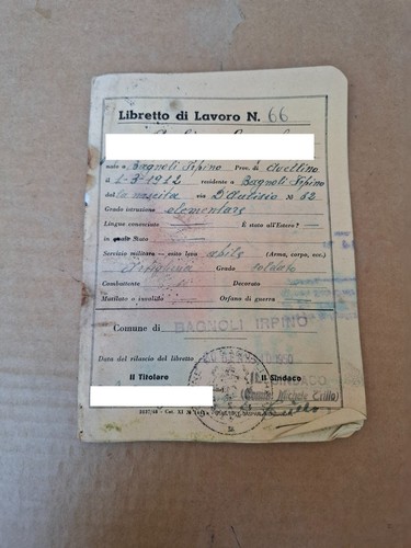 Documento libretto lavoro - di,