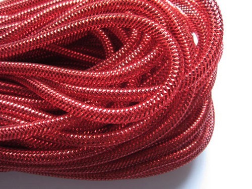 Red solid mesh tube deco - red,