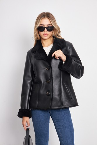 Giacca donna shearling nera