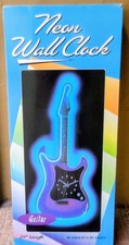 Orologio da parete chitarra vintage Stratocaster blu luce neon 1990 29 pollici NUOVO SIGILLATO 