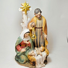 Natività Resina 27cm Sacra Famiglia Stella Cometa Decorazione Religiosa Presepe