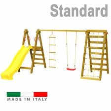 Scivolo in legno Altalena Giochi Giardino per bambini Composizione 4 Standard