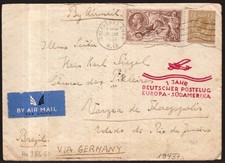 GB Gran Bretagna, 1935 copertina posta aerea per il Brasile via Germania -HE36