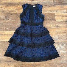 Eliza J Navy Blue Black Lace