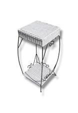 COLONNA PORTAVASO FERRO VIMINI COMODINO VIMINI FERRO H.73 L. 35 X 35 ALZATA 