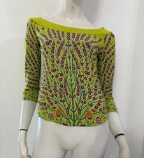 ANGELO MARANI Maglia verde fantasia floreale viola Tg IT 42