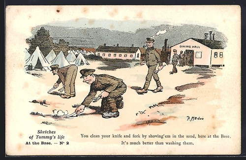 Künstler soldaten waschen - künstler-ak,
